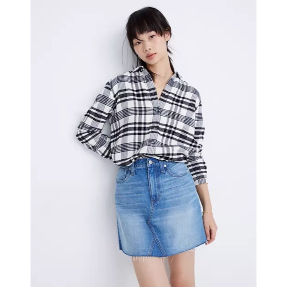 Madewell Women’s Mini Skirt Jean Size 30 Frisco Denim A Line Cut Off - Picture 6 of 12